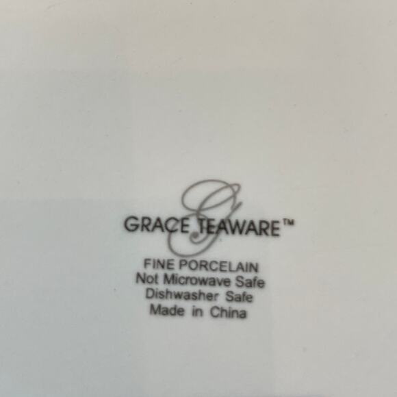 Grace Teaware Fine Porcelain Floral & Birds 10.5in Rectangular Serving Tray New - Picture 8 of 9